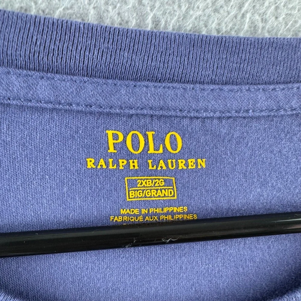 Polo Ralph Lauren Shirt Mens 2XB 2XL Big Blue Cotton Tee Nautical Military Navy